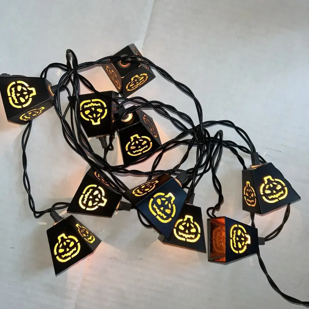 Halloween 10 count pumpkin Jack O Lantern lights with boxes Working Used Good